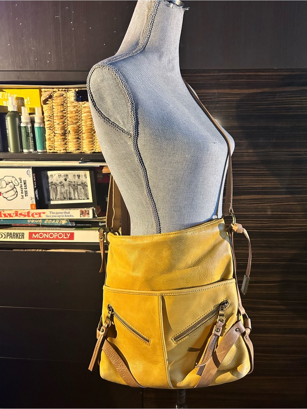 Lucky Brand Ochre Yellow Leather Crossbody Bag